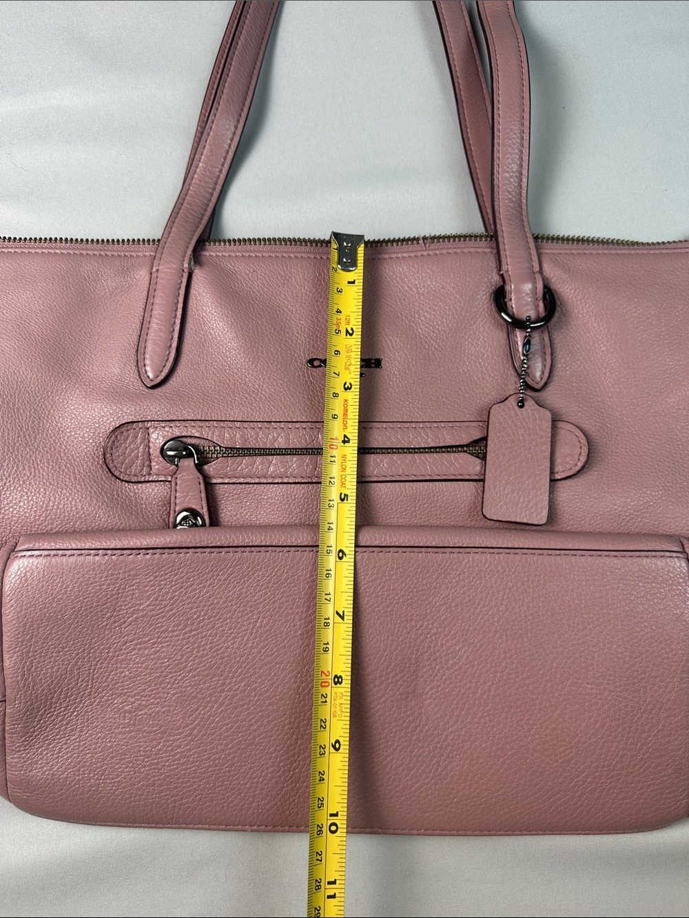 Coach Purse Dusty Rose Leather Tote Bag Over the Shoulder - Picture 3 of 14